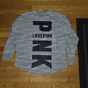 PINK Victoria's Secret Gray Sweatshirt with Black Lettering Pink on back